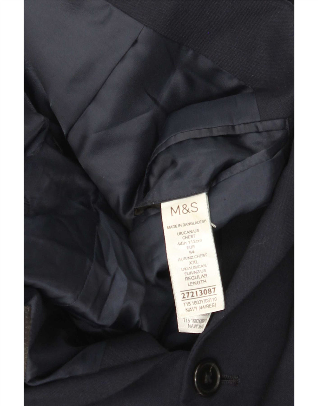 Giacca blazer a 2 bottoni da uomo Marks & Spencer UK 44 XL poliestere blu navy