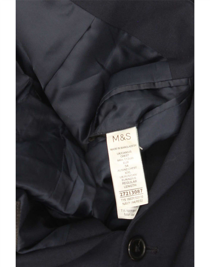 Giacca blazer a 2 bottoni da uomo Marks & Spencer UK 44 XL poliestere blu navy