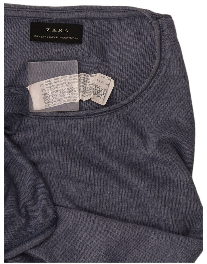 T-shirt uomo Zara Top Large in cotone blu