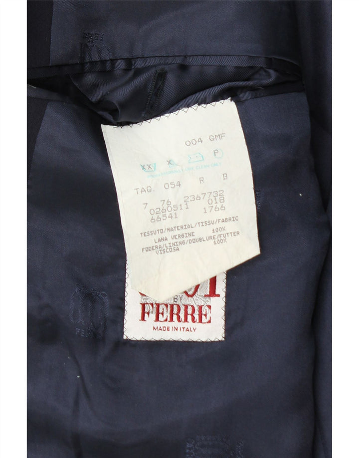 Giacca blazer da uomo a 2 bottoni Ferre IT 54 2XL Lana vergine blu navy