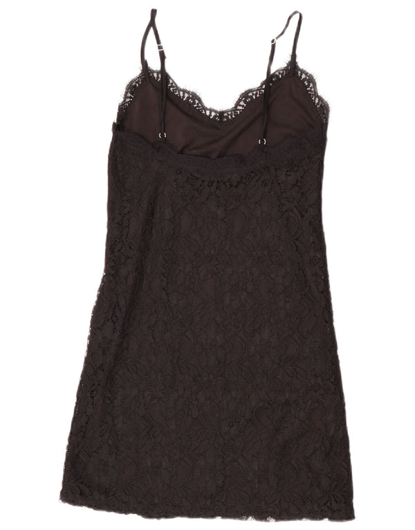 Abito sottoveste in pizzo da donna Zara UK 8 piccolo floreale nero