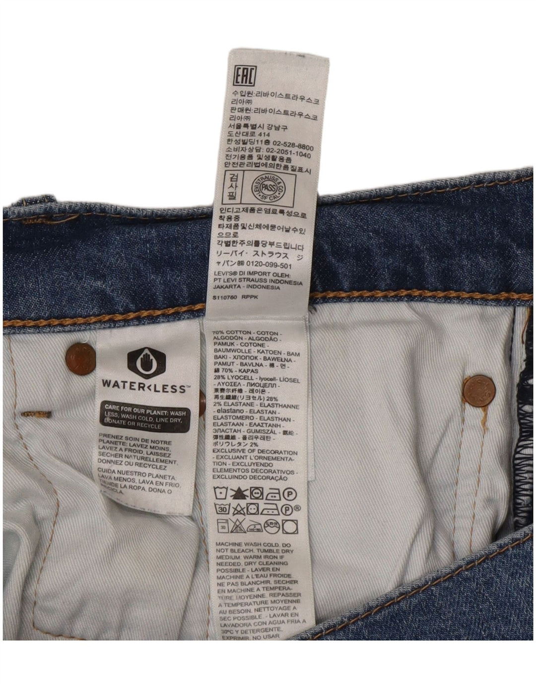 Jeans slim da uomo Levi's W32 L30 cotone blu