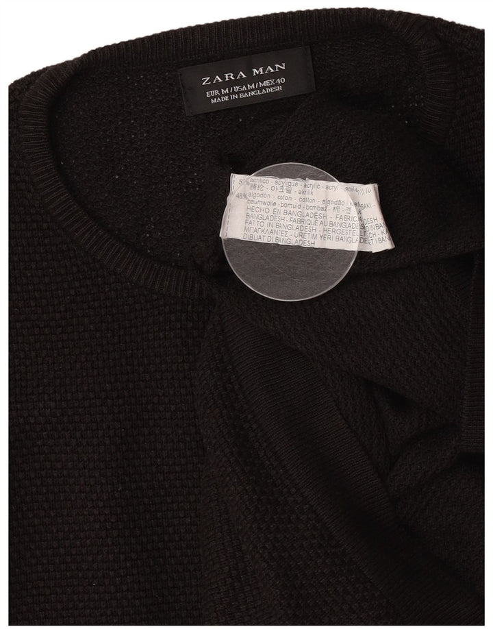 Maglione girocollo da uomo Zara in acrilico nero medio