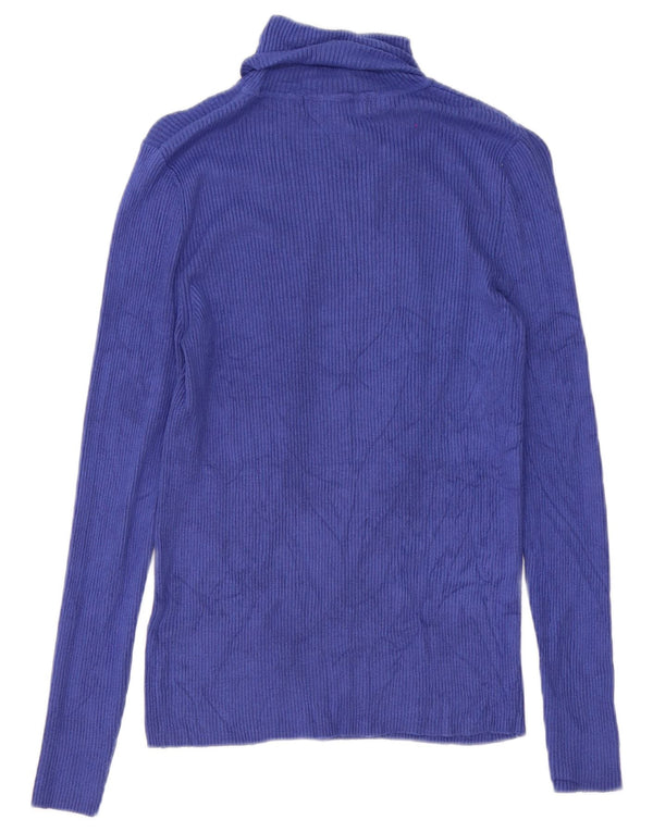 Marks & Spencer Top da donna con collo alto in camicetta UK 12 Viscosa blu medio