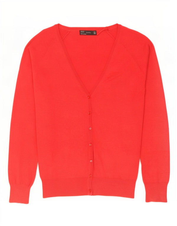 Maglione cardigan da donna Zara UK 12 cotone rosso medio
