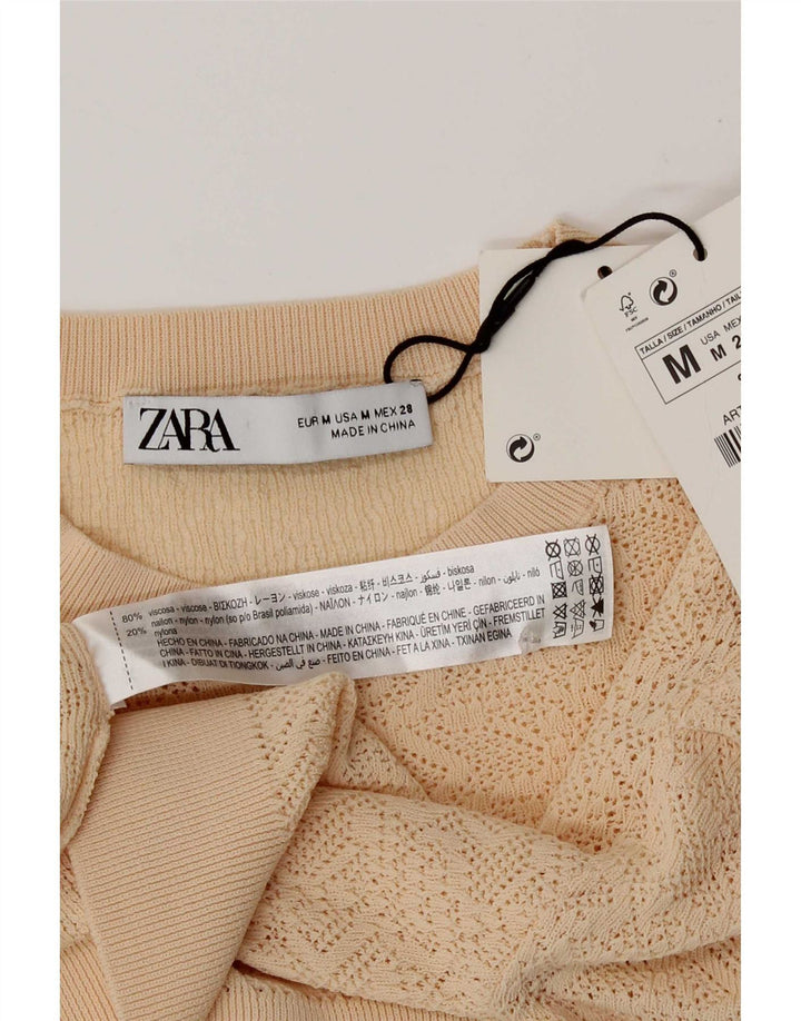Top Zara da donna a maniche lunghe UK 12 Viscosa beige medio