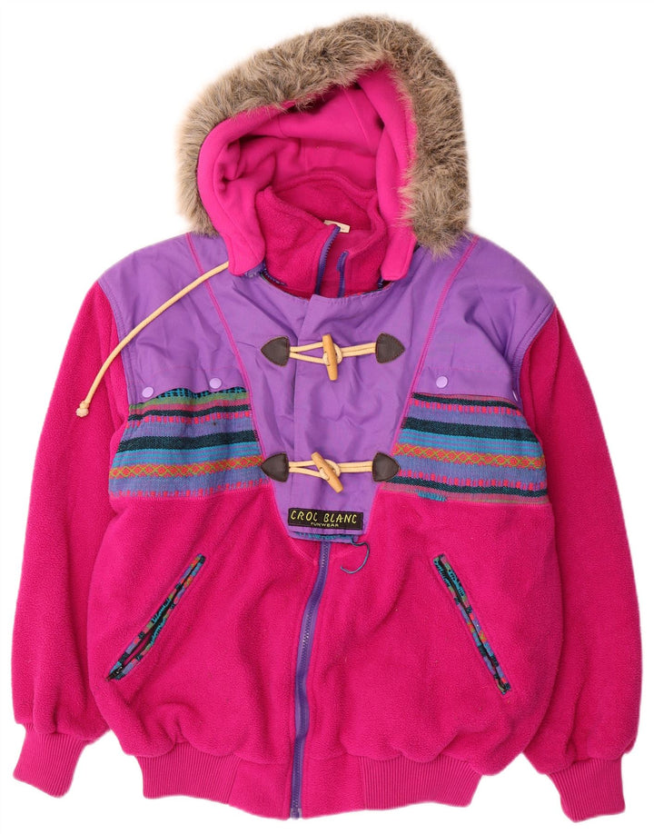 Giacca a vento oversize con cappuccio da donna vintage UK 14 rosa medio