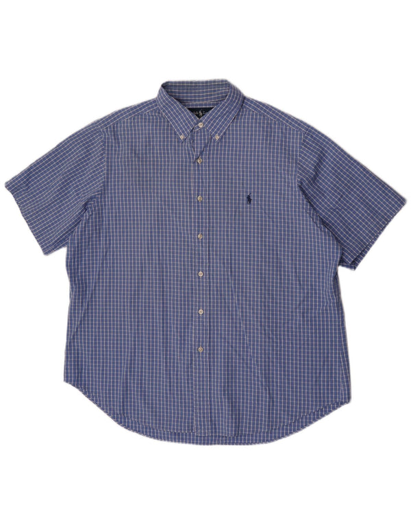 Camicia Ralph Lauren da uomo a maniche corte dal taglio classico XL a quadri blu