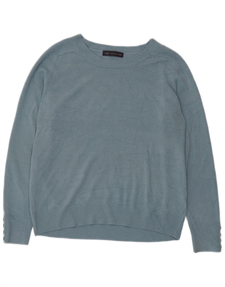Maglione maglione con scollo a barca da donna Marks & Spencer UK 14 Acrilico blu medio
