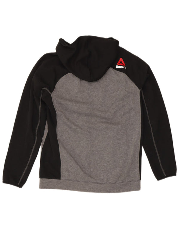 REEBOK Felpa con cappuccio e zip da uomo piccola in poliestere color block grigio