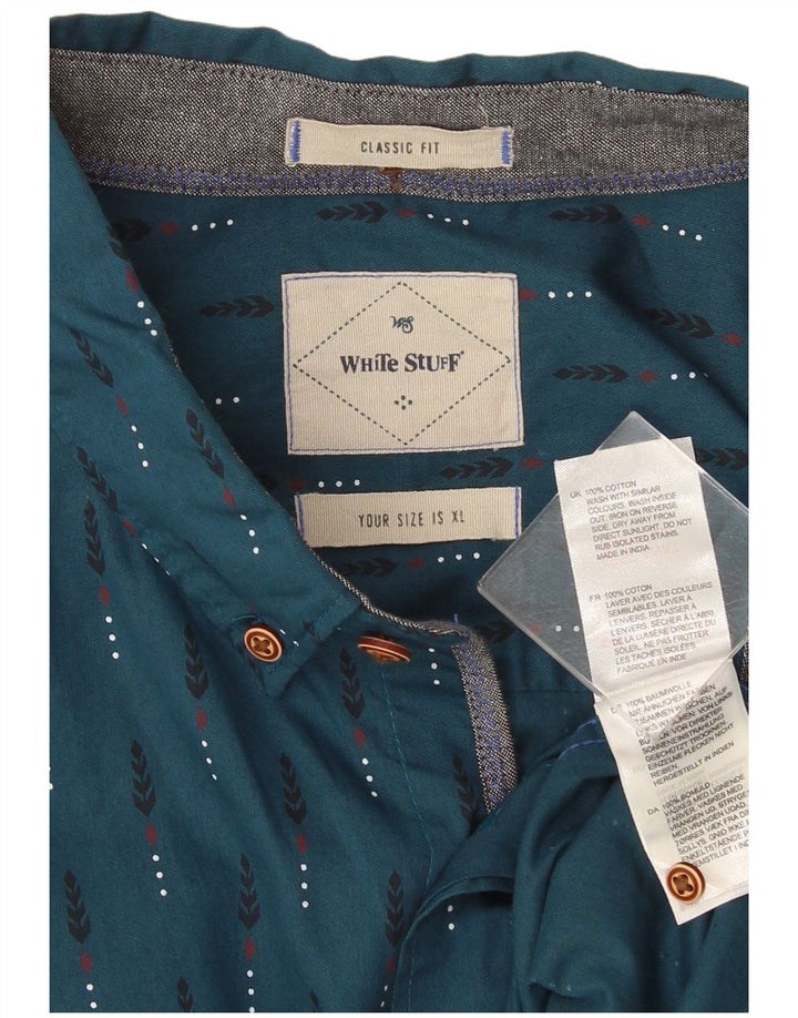 Camicia da uomo White Stuff XL in cotone geometrico blu