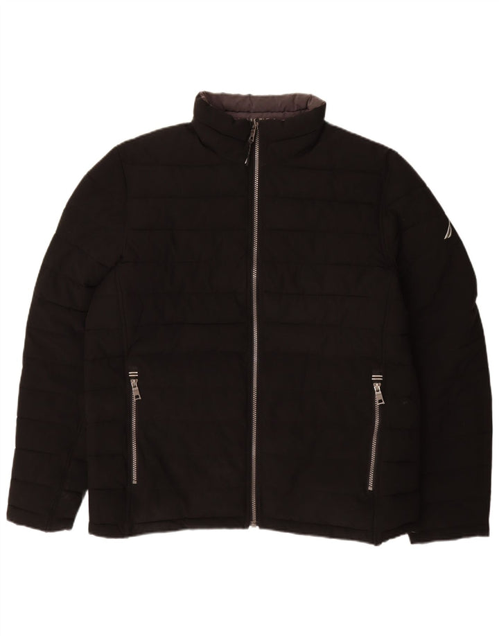 Giacca imbottita reversibile da uomo NAUTICA UK 40 grande poliestere nero