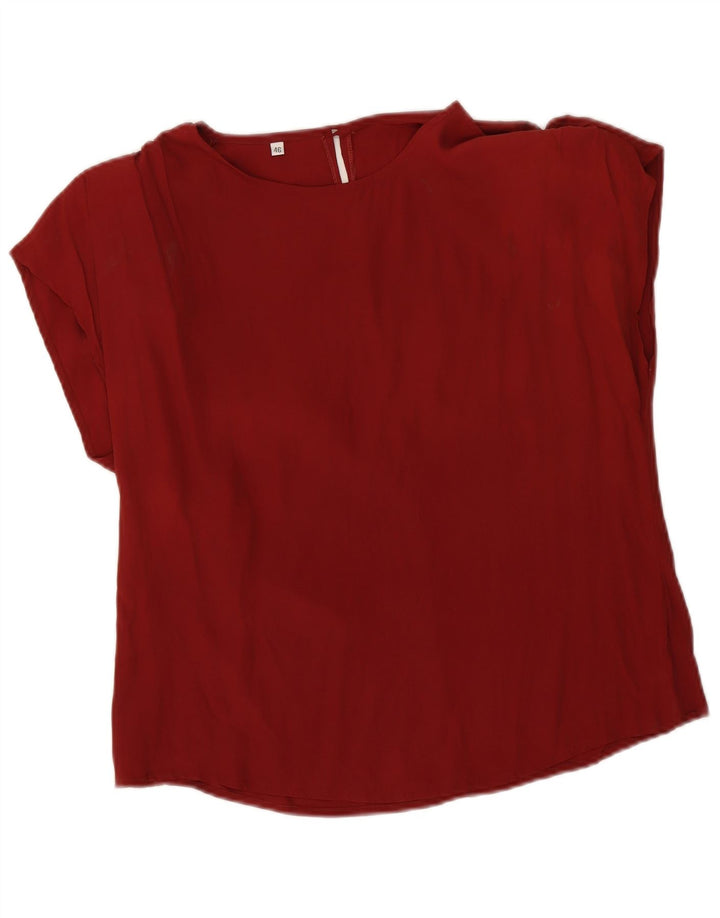 Camicetta vintage da donna Top IT 46 grande seta rossa