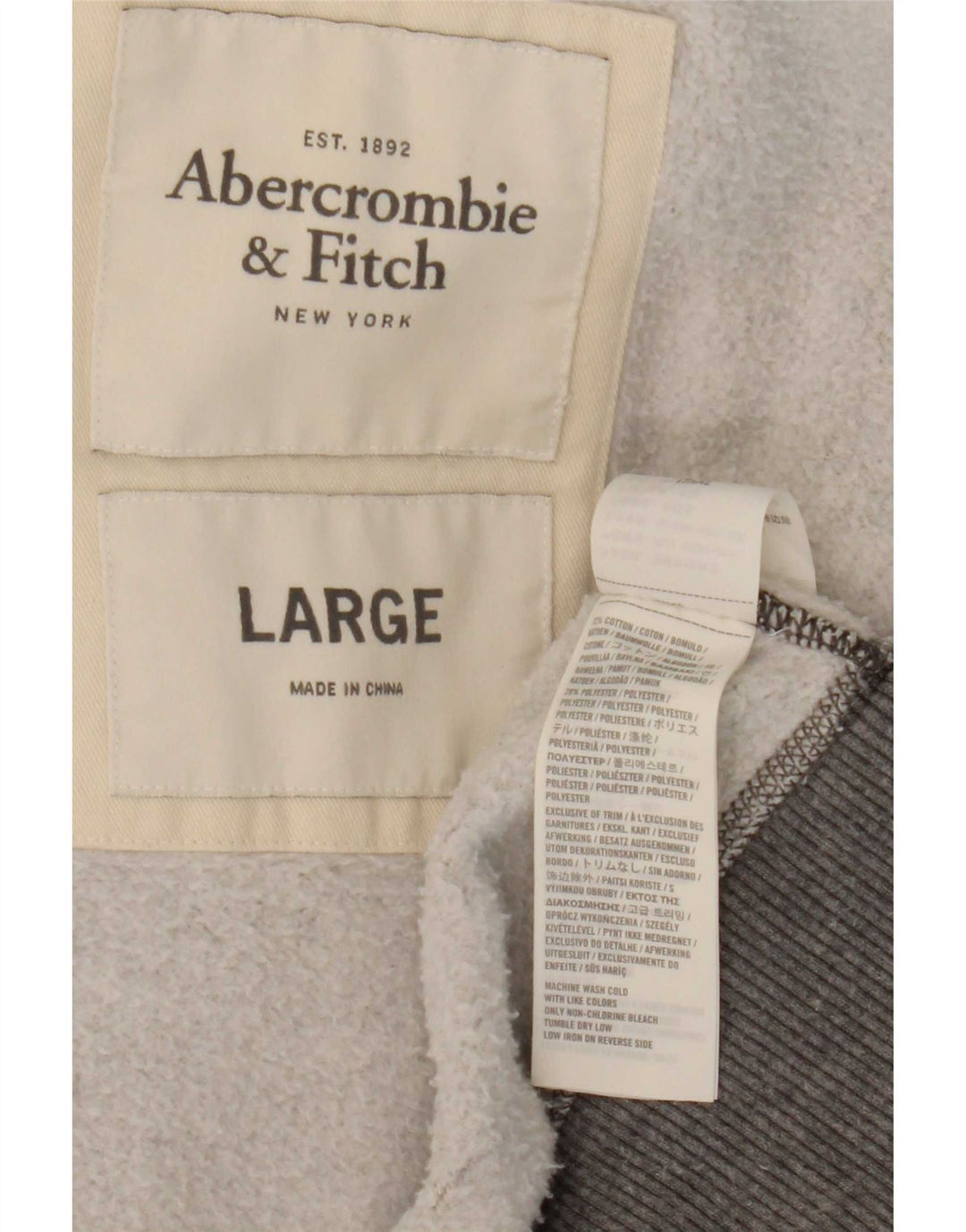 Giacca da ginnastica da uomo Abercrombie & Fitch di grandi dimensioni in cotone grigio