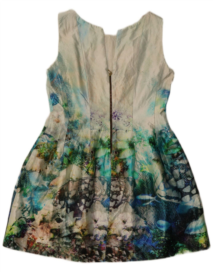 Abito a trapezio senza maniche da donna con motivo astratto Zara UK 18 XL multicolore