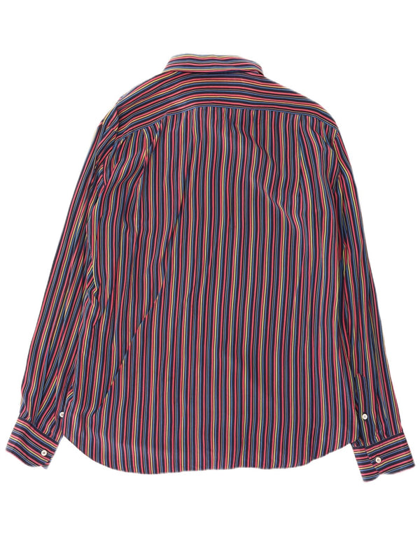 Camicia da uomo vintage taglia 44 17 1/2 XL in seta a righe multicolore