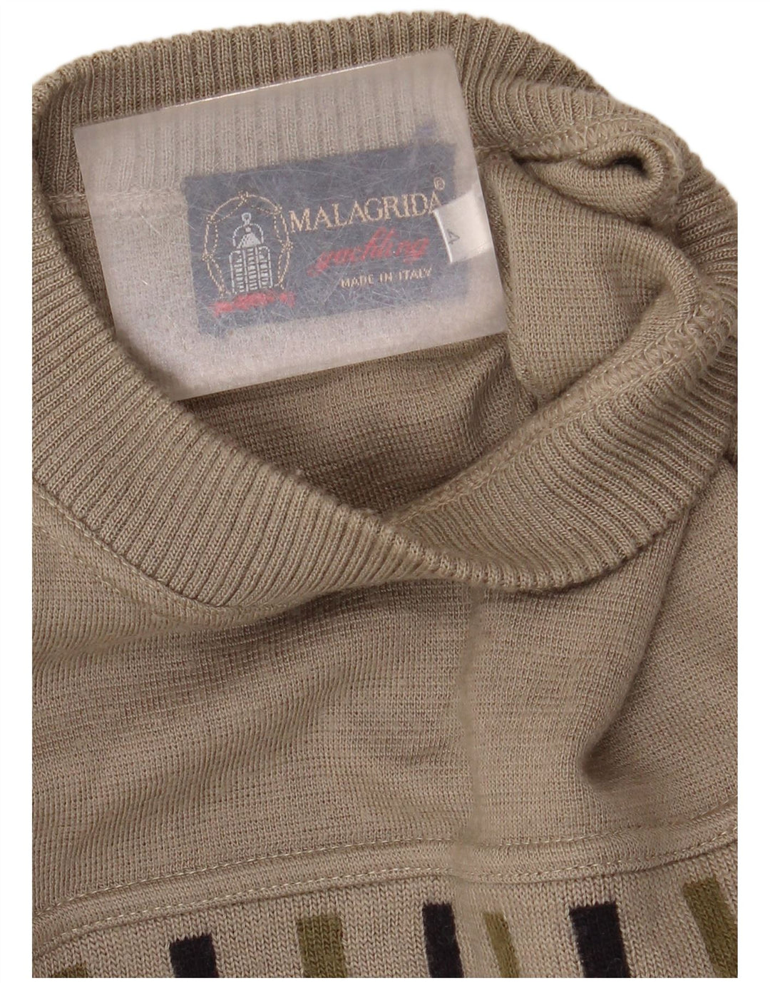 Maglione maglione girocollo con grafica da uomo Malagrida beige medio