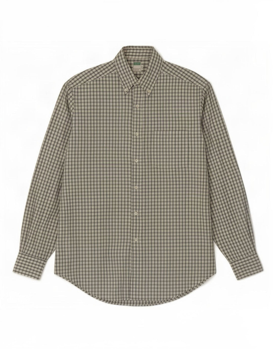 Camicia Benetton Uomo In Cotone Check Verde Medio