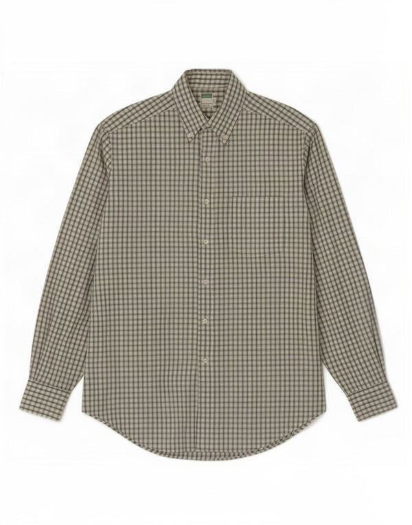 Camicia Benetton Uomo In Cotone Check Verde Medio