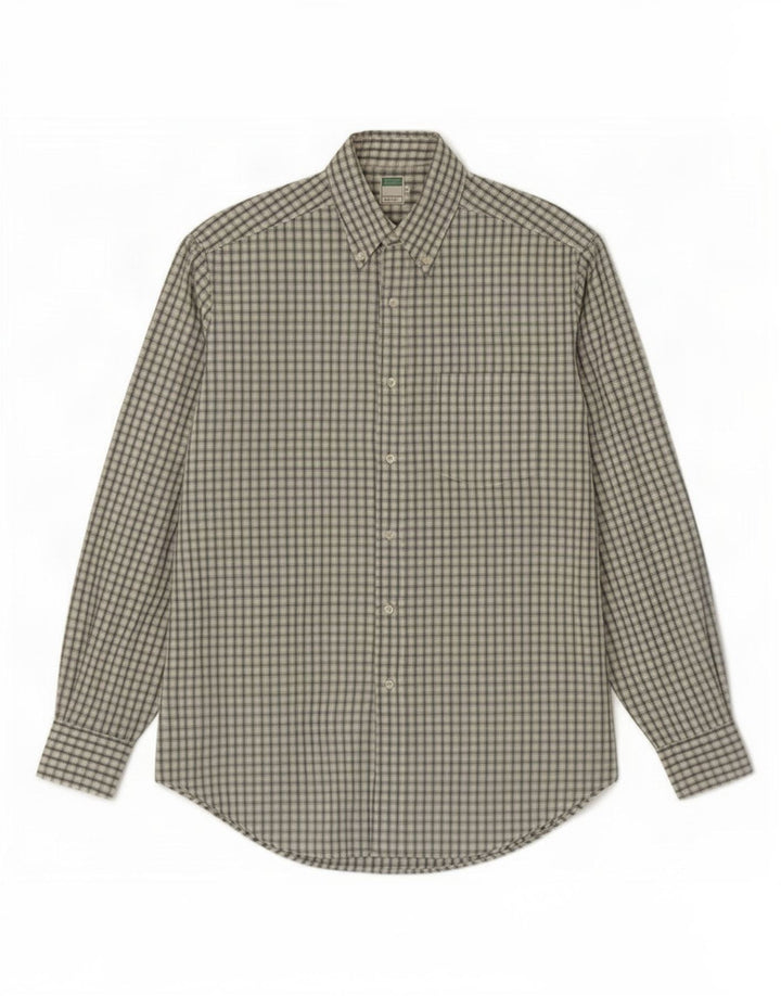 Camicia Benetton Uomo In Cotone Check Verde Medio