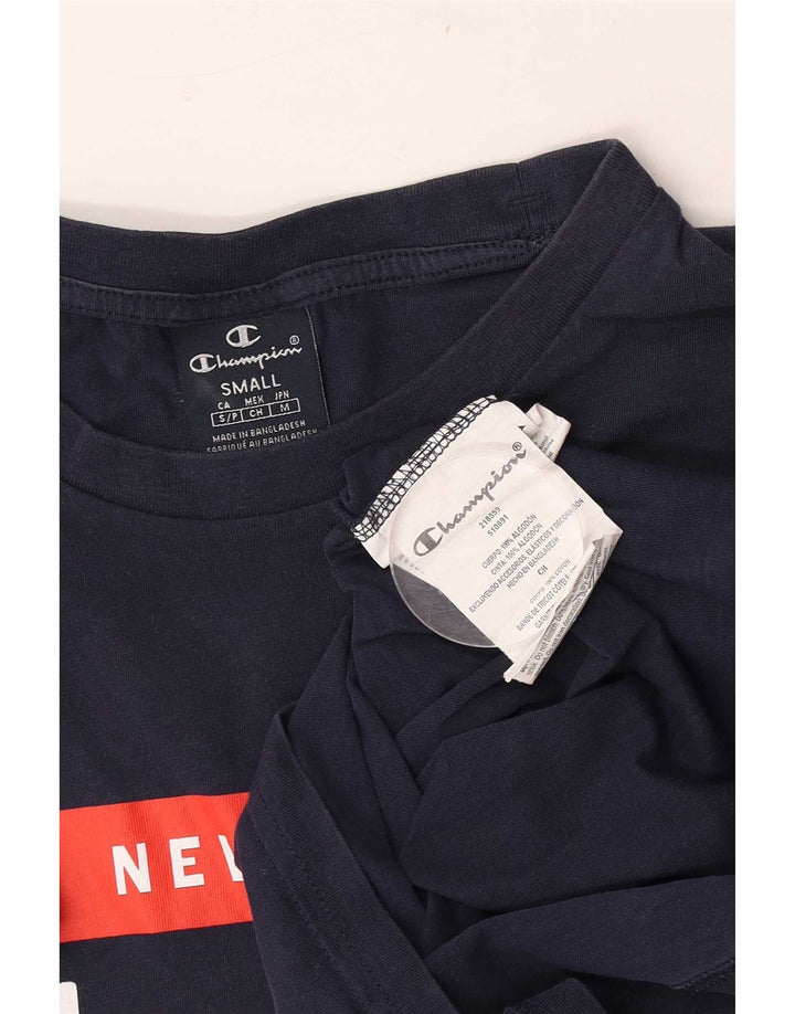 T-shirt grafica da uomo Champion Top piccola in cotone blu navy