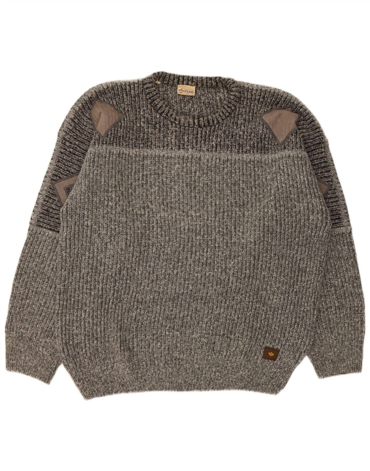 Maglione maglione girocollo da uomo FIUME 2XL Acrilico color block grigio