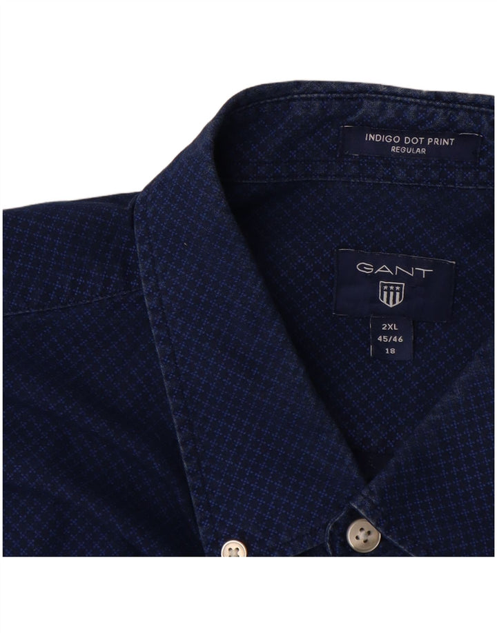 GANT Camicia da uomo vestibilità regolare taglia 45/46 18 2XL cotone geometrico blu