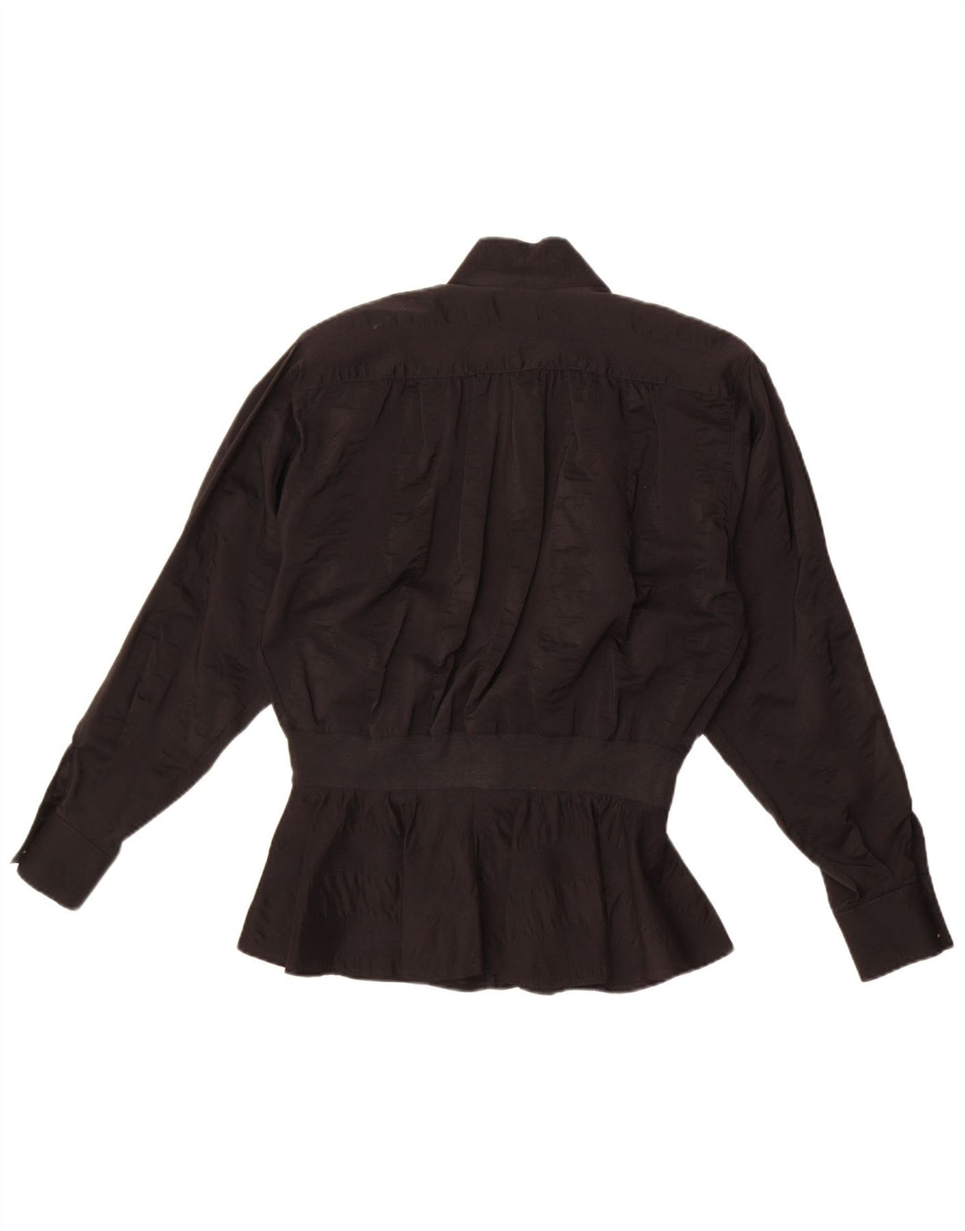 Camicetta camicia vintage da donna UK 18 XL acetato nero