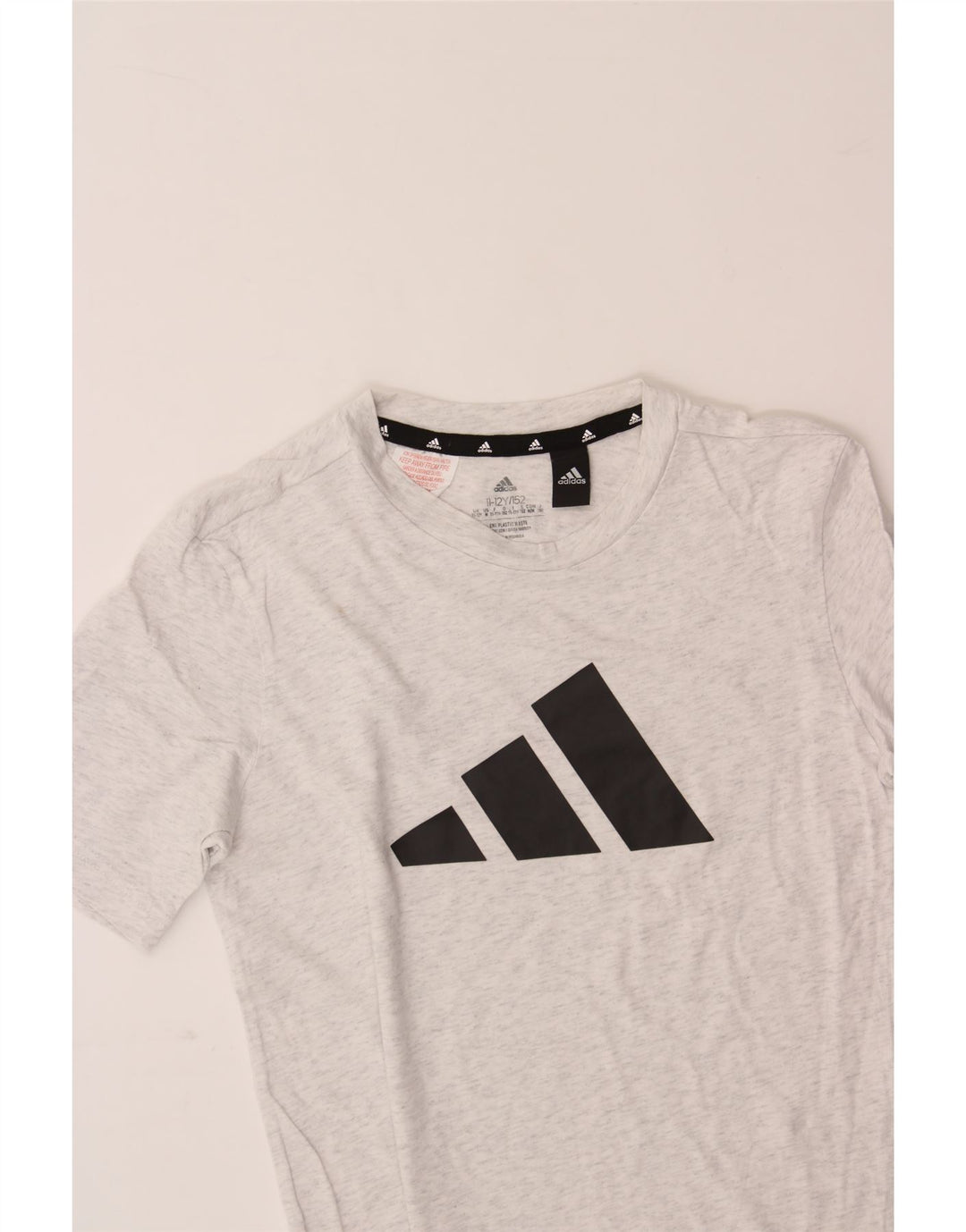 ADIDAS Boys Graphic T-Shirt Top 11-12 Years Grey Flecked Vintage Adidas and Second-Hand Adidas from Messina Hembry 