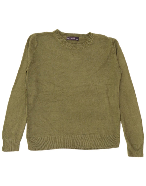 Maglione maglione girocollo da donna Marks & Spencer UK 10 piccolo acrilico verde