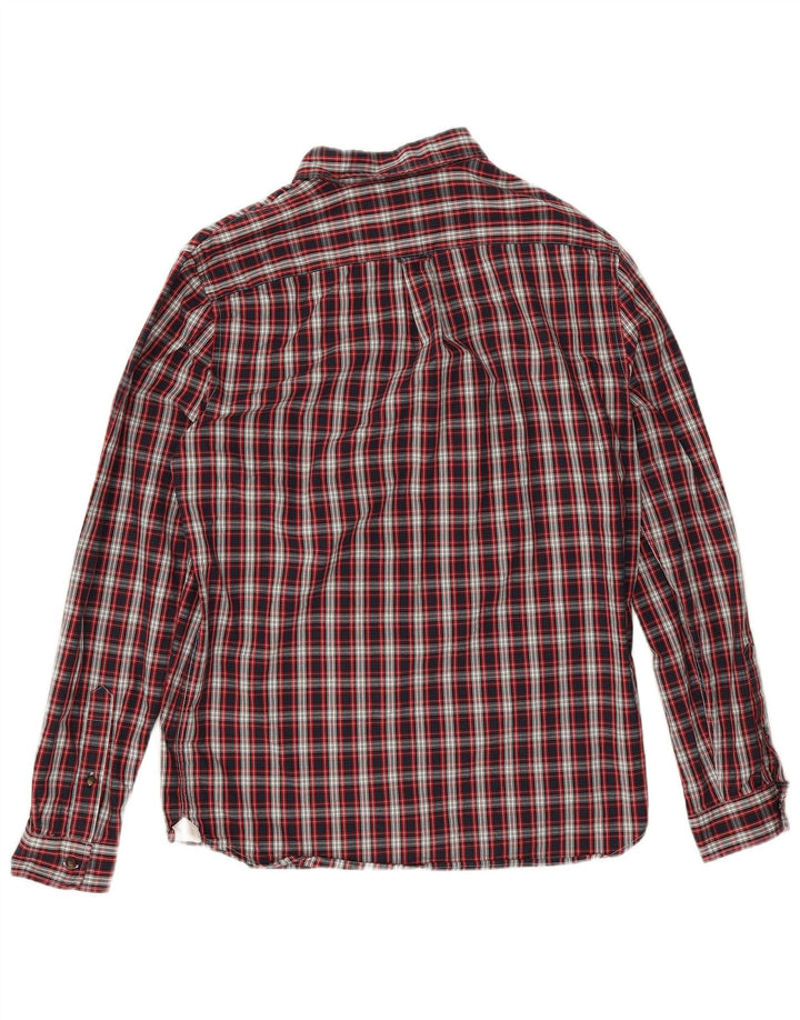 Camicia Lacoste da uomo vestibilità regolare in flanella taglia 40 cotone medio a quadri rosso