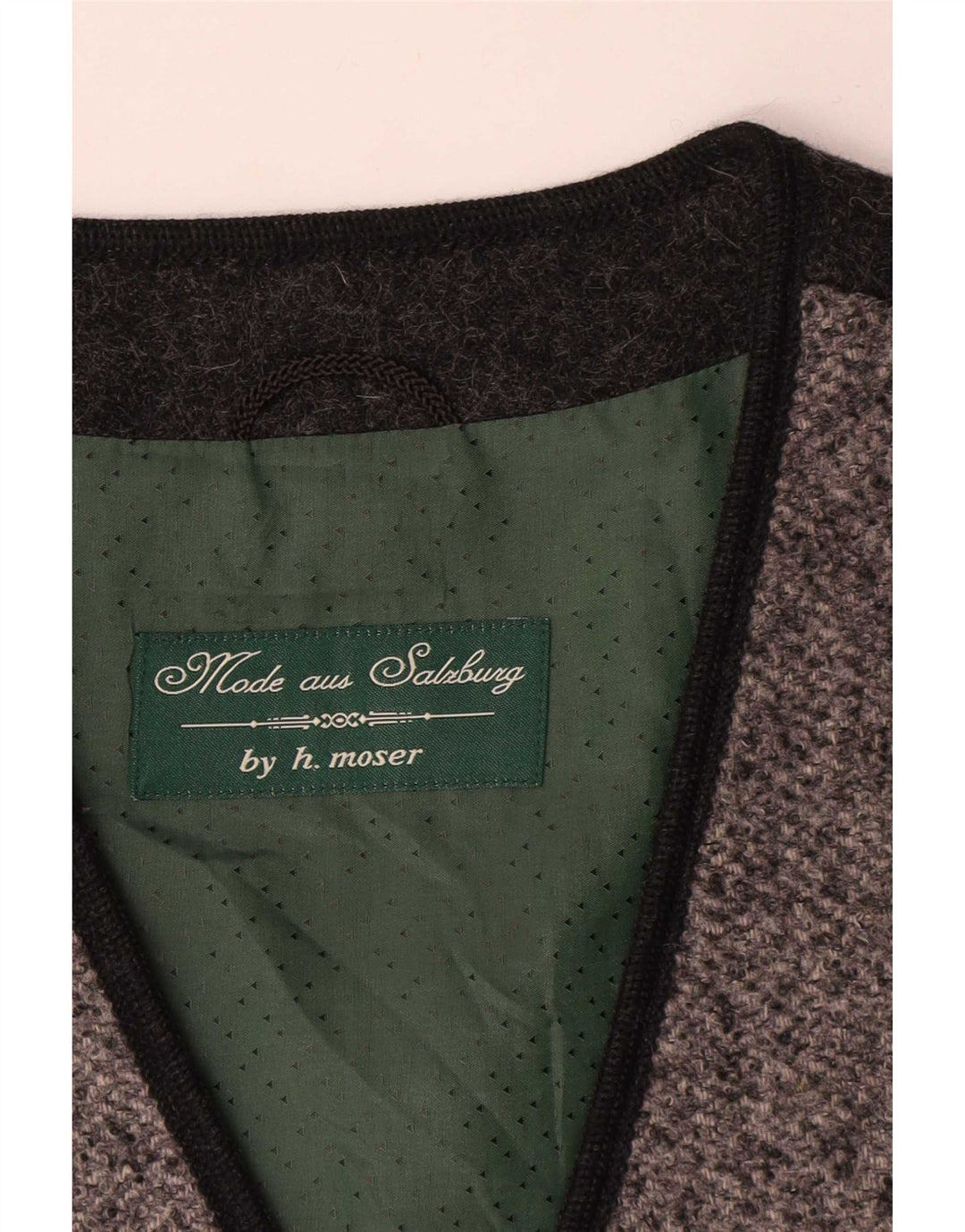 Gilet grafico da donna vintage IT 42 Lana color block grigio medio