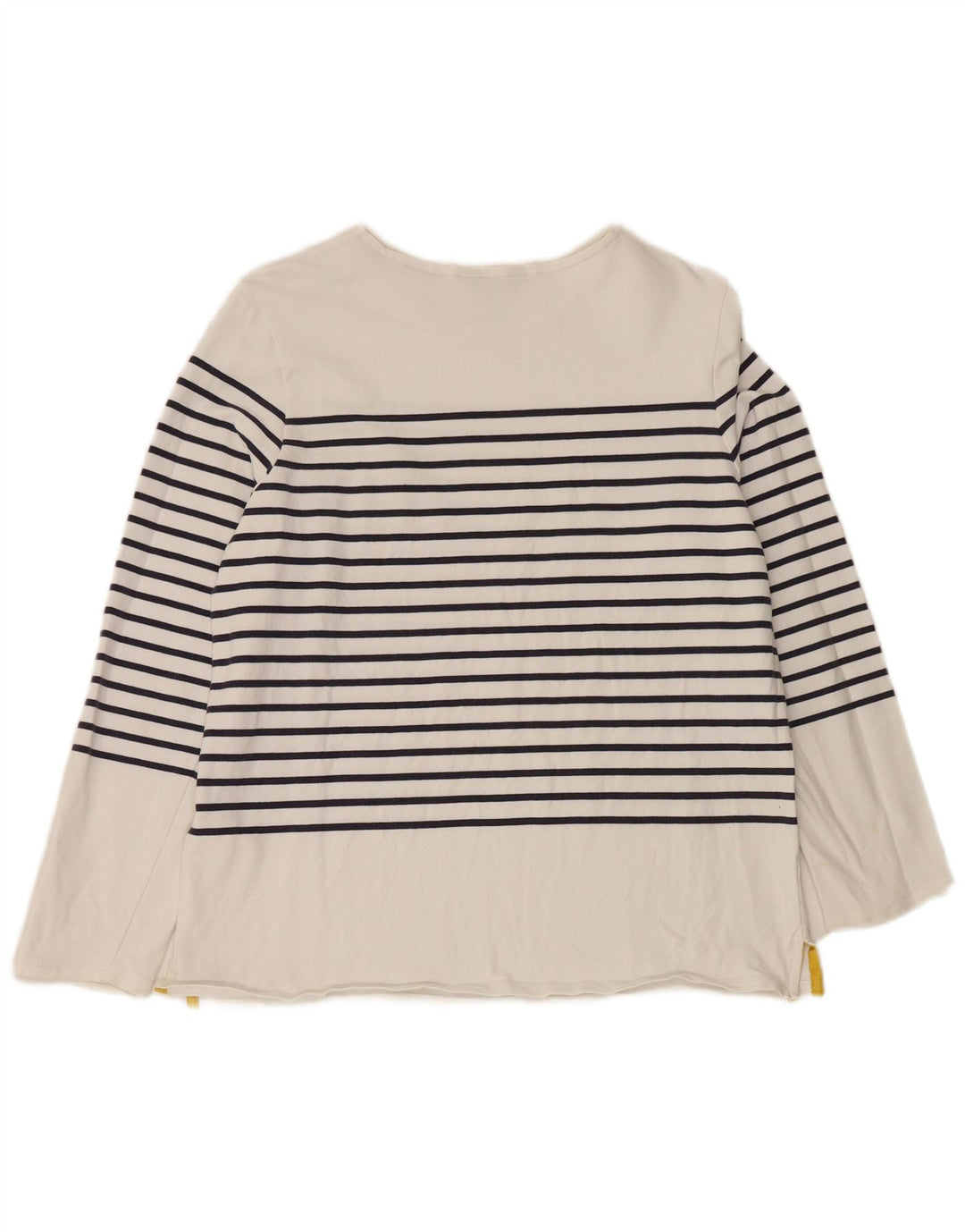 JOULES Womens Top Long Sleeve UK 14 Medium White Striped Cotton