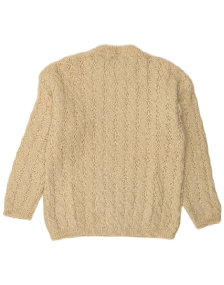 Maglione Maglione Girocollo Uomo Benetton IT 48 Lana Beige Medio