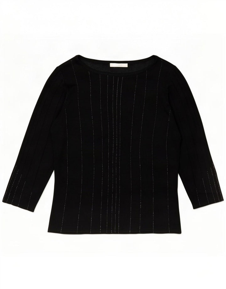 Top in camicetta con maniche a 3/4 da donna Marks & Spencer UK 14 medio a righe nere