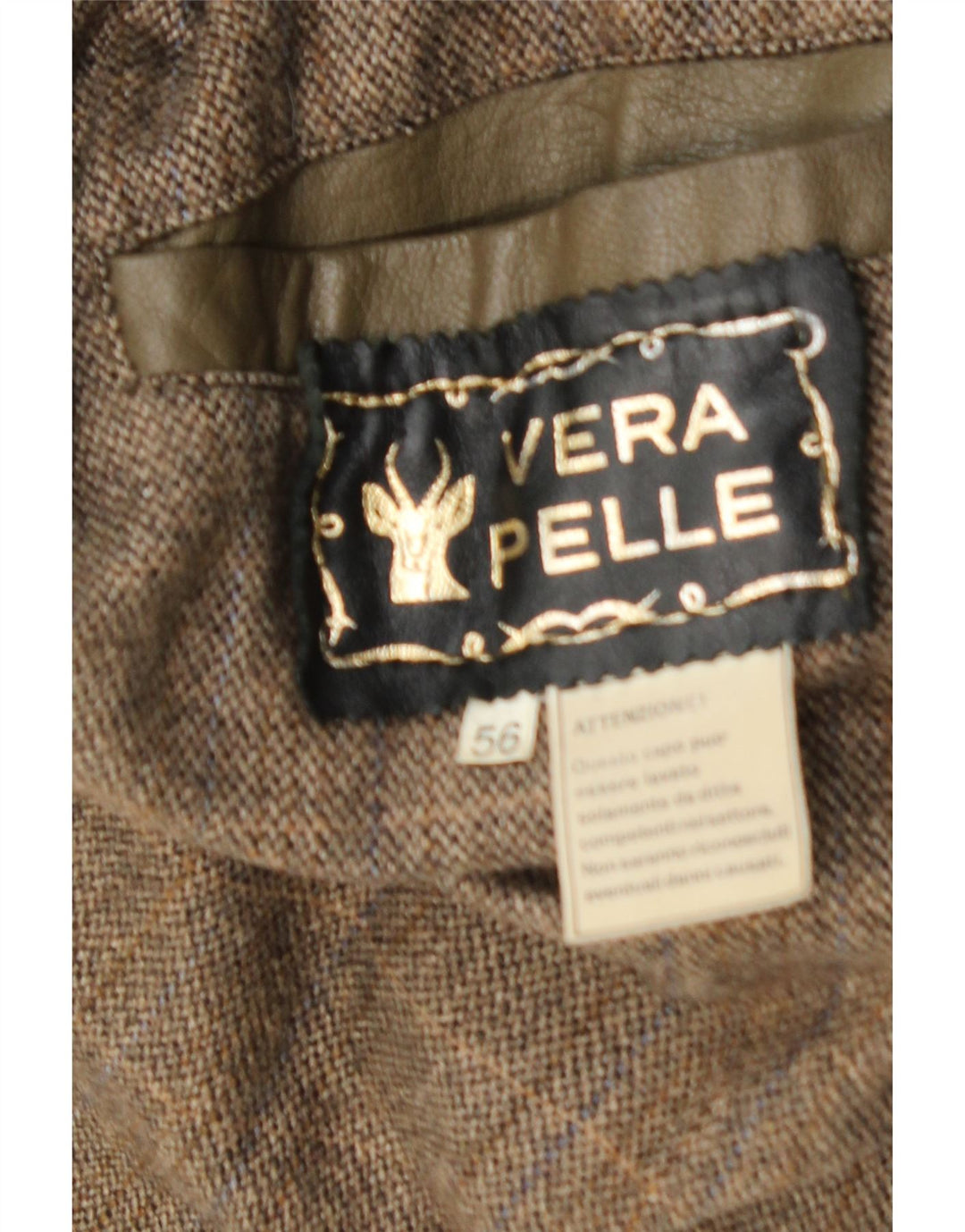 Giacca in pelle vintage da uomo UK 40 grande in pelle kaki