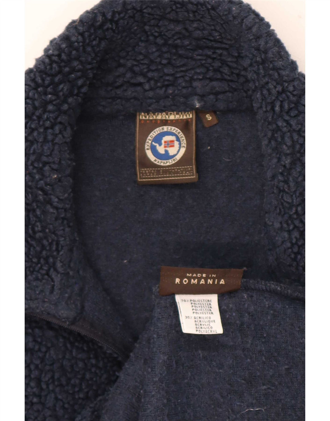 Maglione in pile da uomo con zip e collo Napapijri piccolo in poliestere blu navy