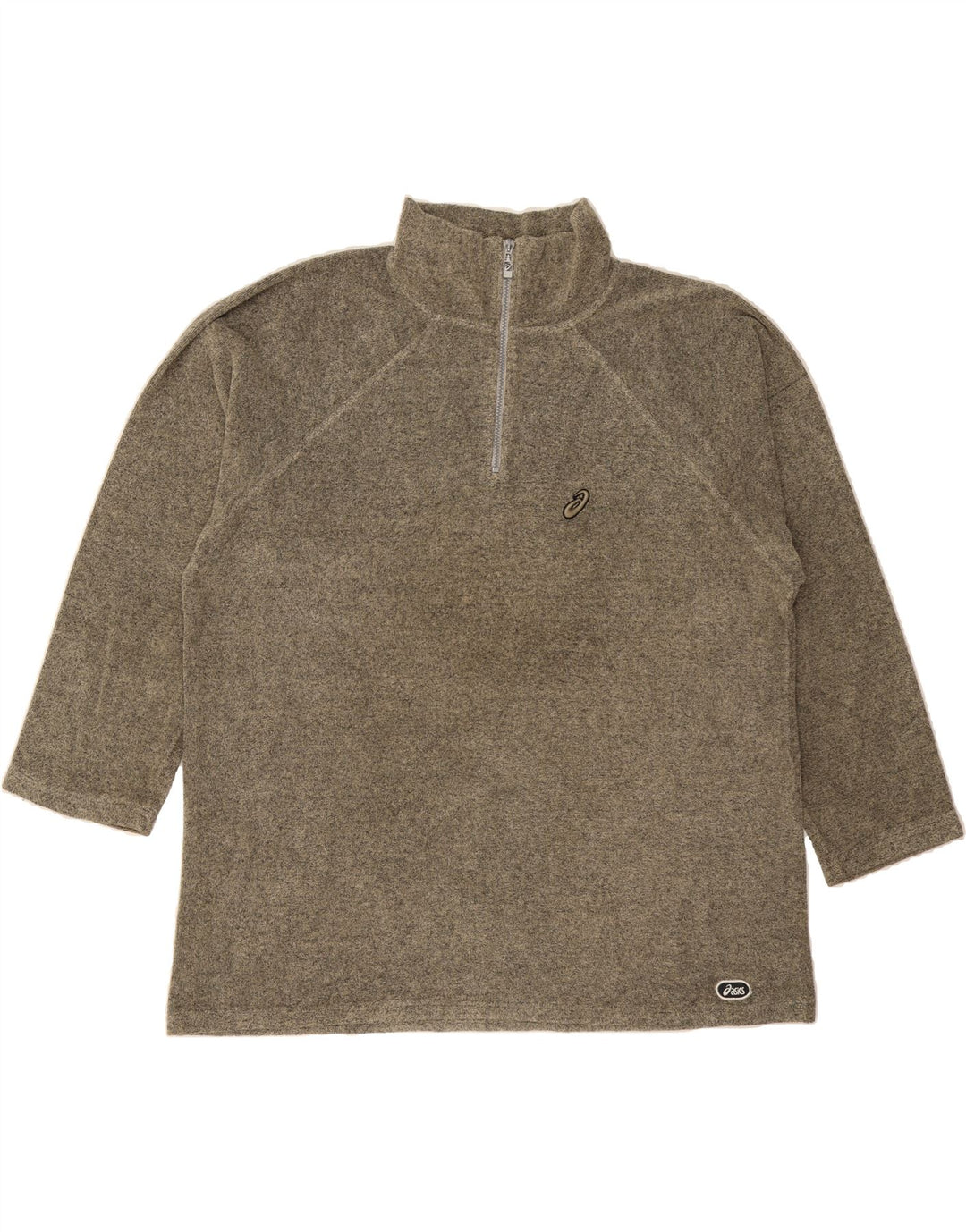 ASICS Mens Zip Neck Sweatshirt Jumper XL Grey Cotton Vintage Asics and Second-Hand Asics from Messina Hembry 