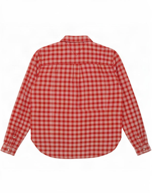 Camicia da donna Tommy Hilfiger UK 14 cotone a quadri rossi medi