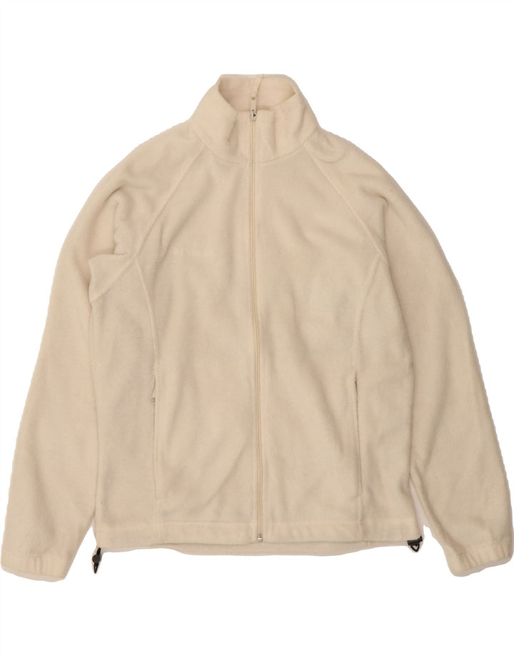 COLUMBIA Womens Fleece Jacket UK 14 Medium Off White Polyester Vintage Columbia and Second-Hand Columbia from Messina Hembry 