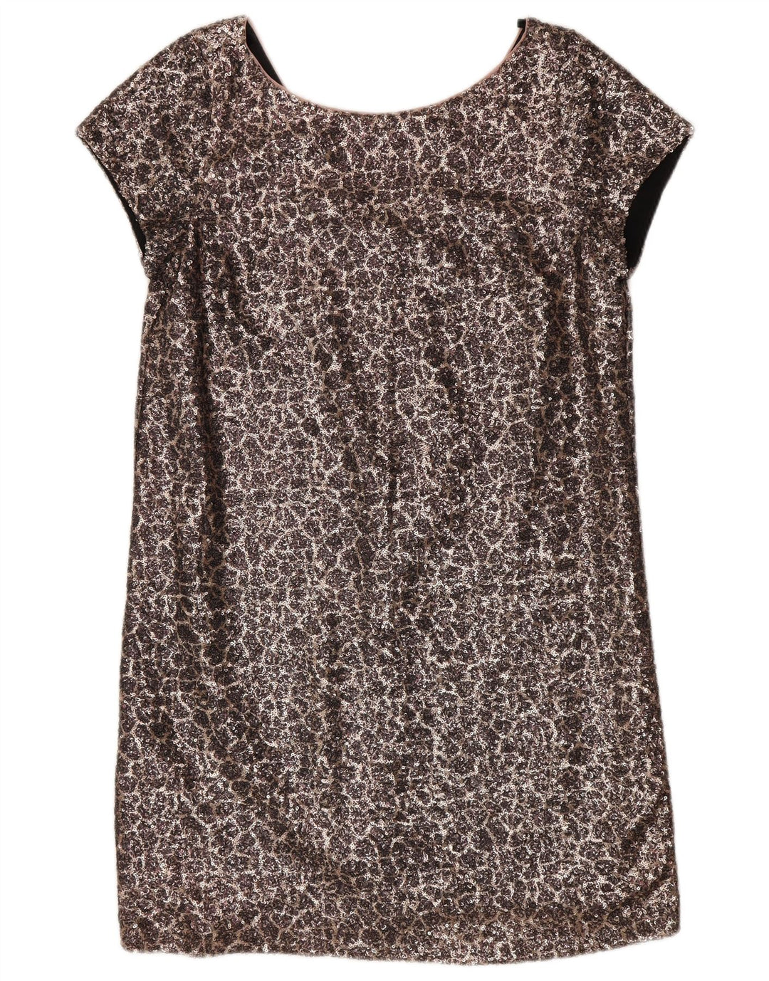 Abito a trapezio con paillettes da donna UK 12 Nylon argento medio