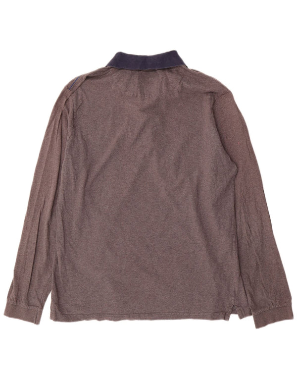 Polo da uomo a maniche lunghe con grafica North Sails 2XL in cotone color block grigio