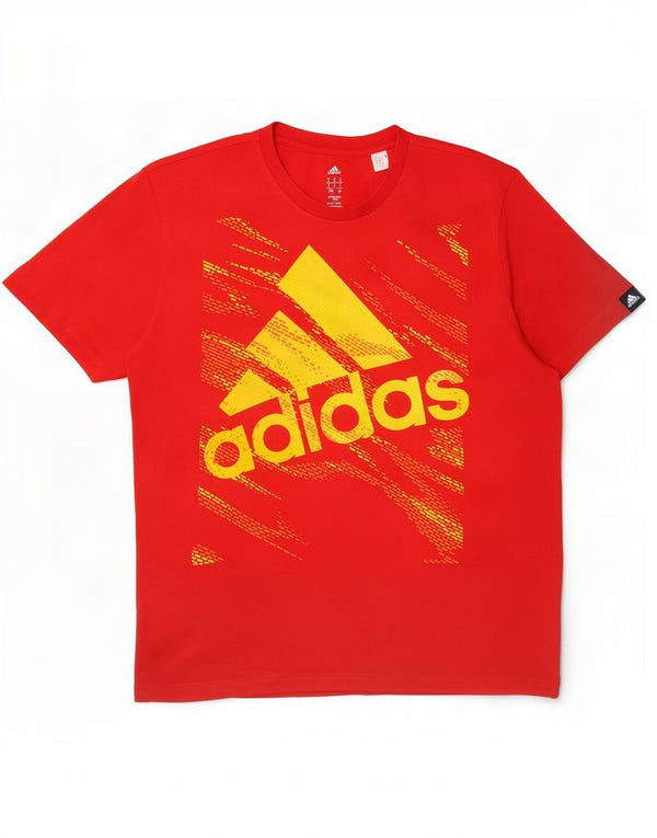 T-shirt grafica Adidas Climalite da uomo Top XL in cotone rosso