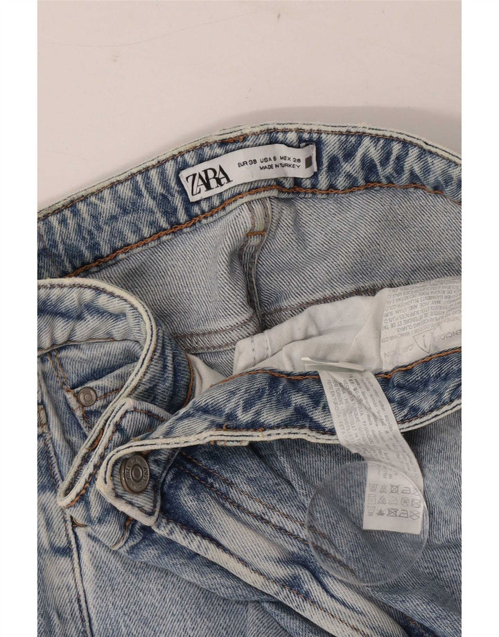 Jeans dritti effetto invecchiato da donna Zara EU 38 piccolo W28 L33 cotone blu