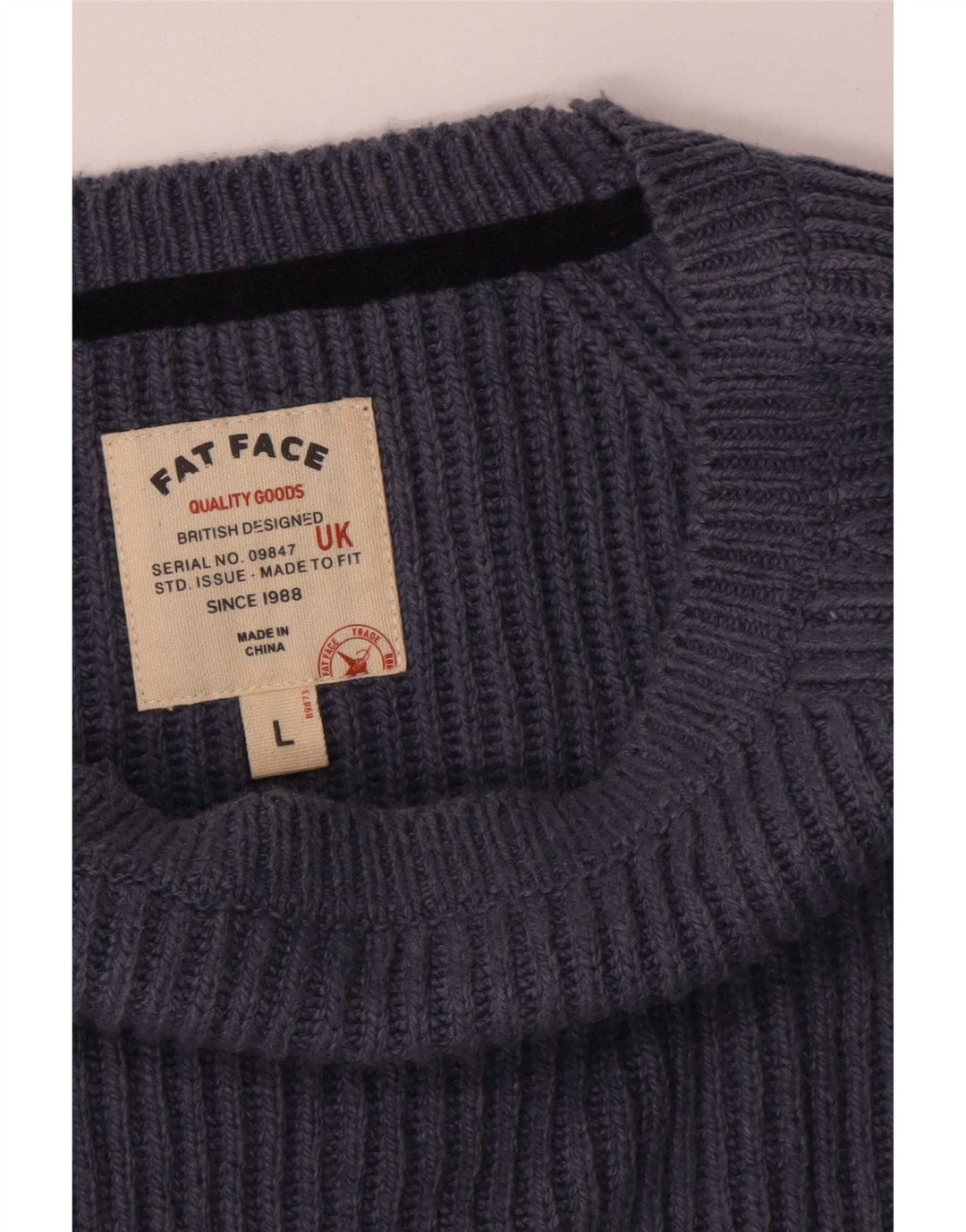 Maglione da uomo con scollo a barca Fat Face, grande cotone blu navy
