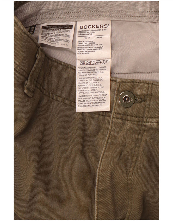 DOCKERS Pantaloni chino slim da uomo W34 L32 cotone kaki