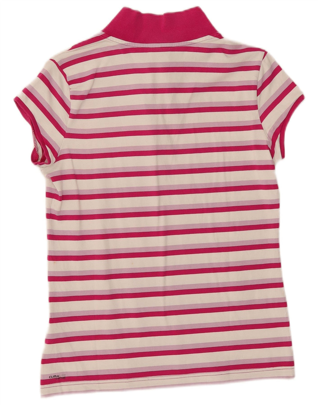 Polo Adidas da donna Climalite UK 16 grande poliestere a righe rosa