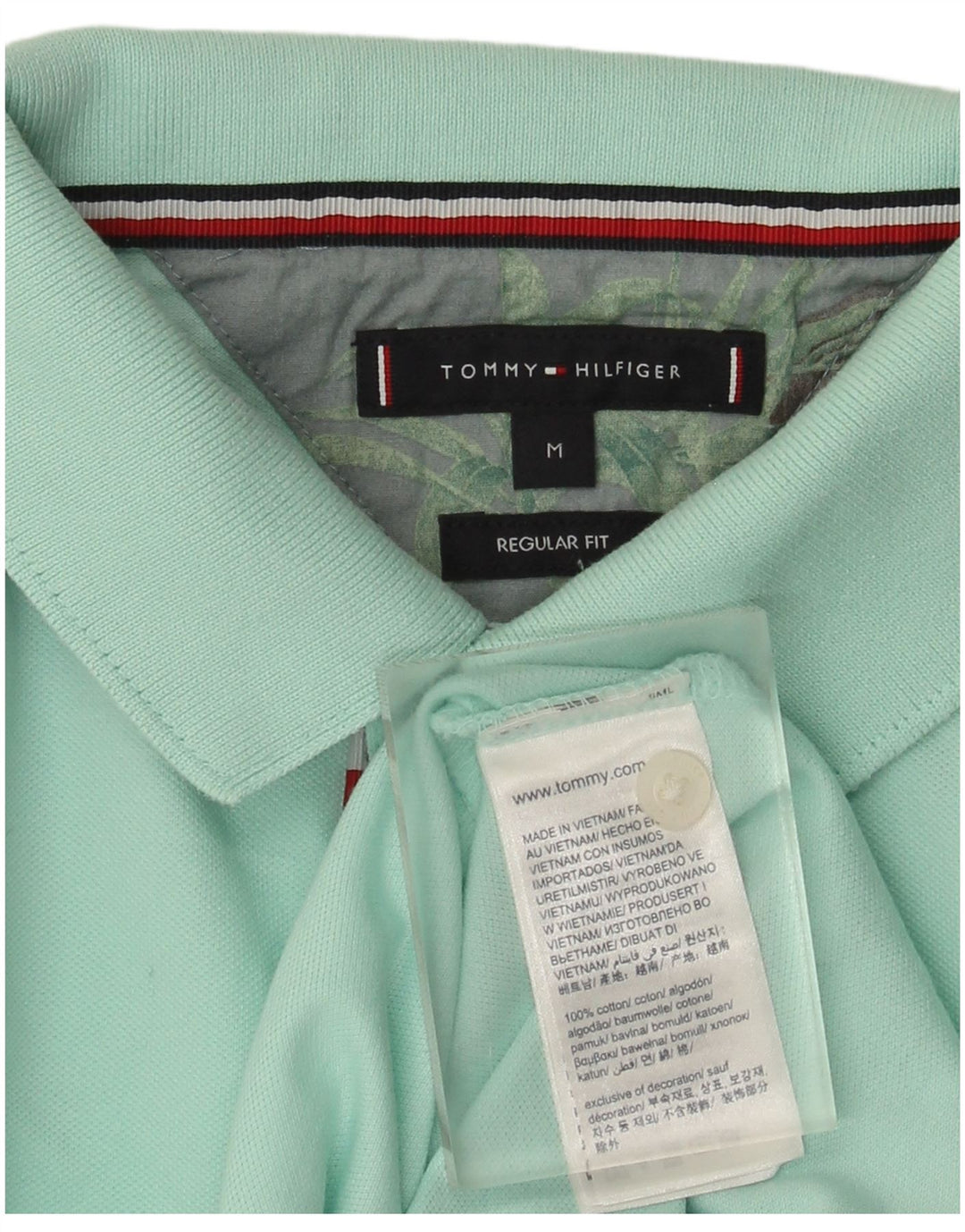 Polo da uomo Regular Fit Tommy Hilfiger in cotone turchese medio