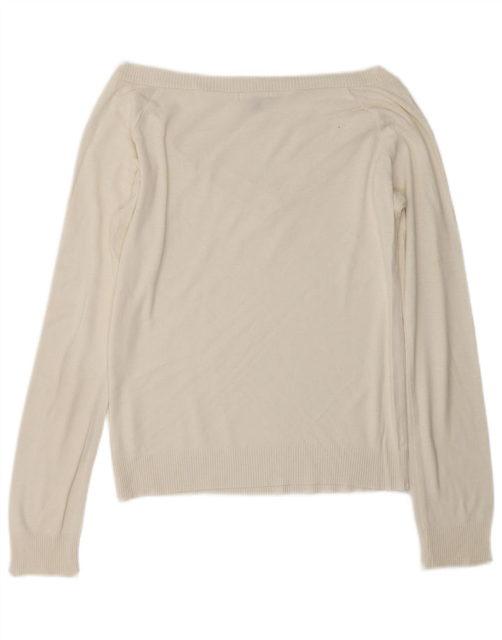 Maglione maglione corto con scollo a V da donna Massimo Dutti UK 12 medio bianco sporco