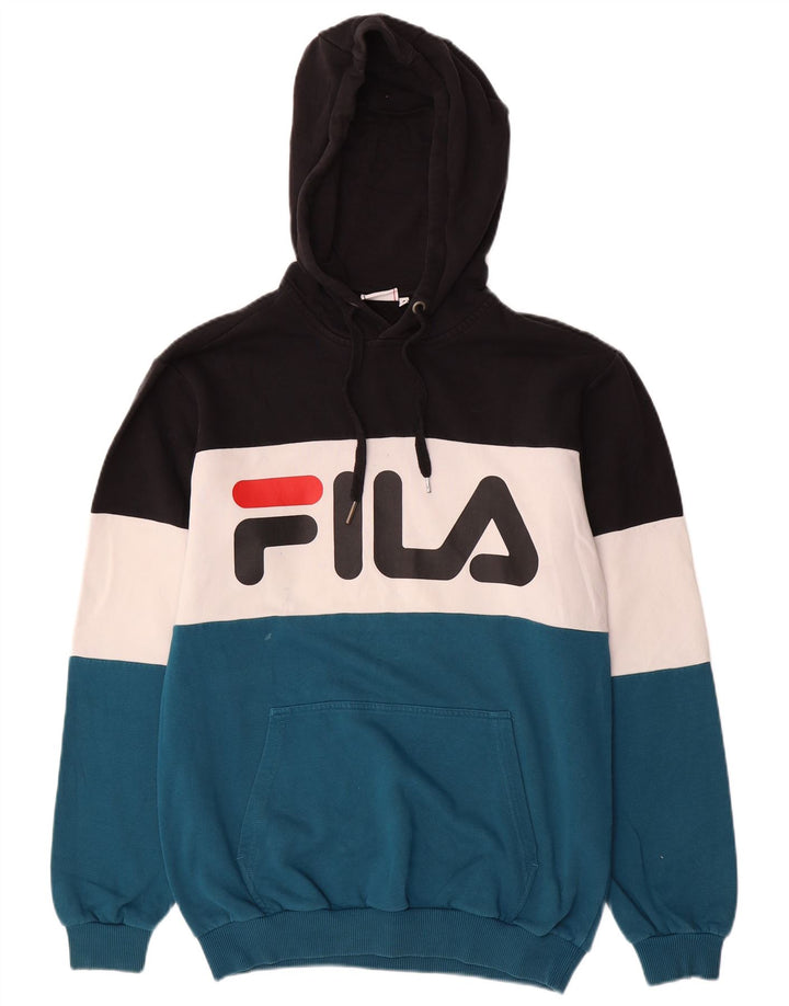 Felpa con cappuccio da uomo Fila piccola in cotone color block multicolore